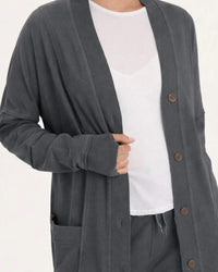 Wearables Trude Long Sleeve Cardigan in gray - women's cardigan - detail view