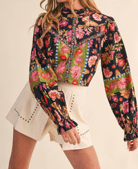 &Merci - Floral Border Print Top