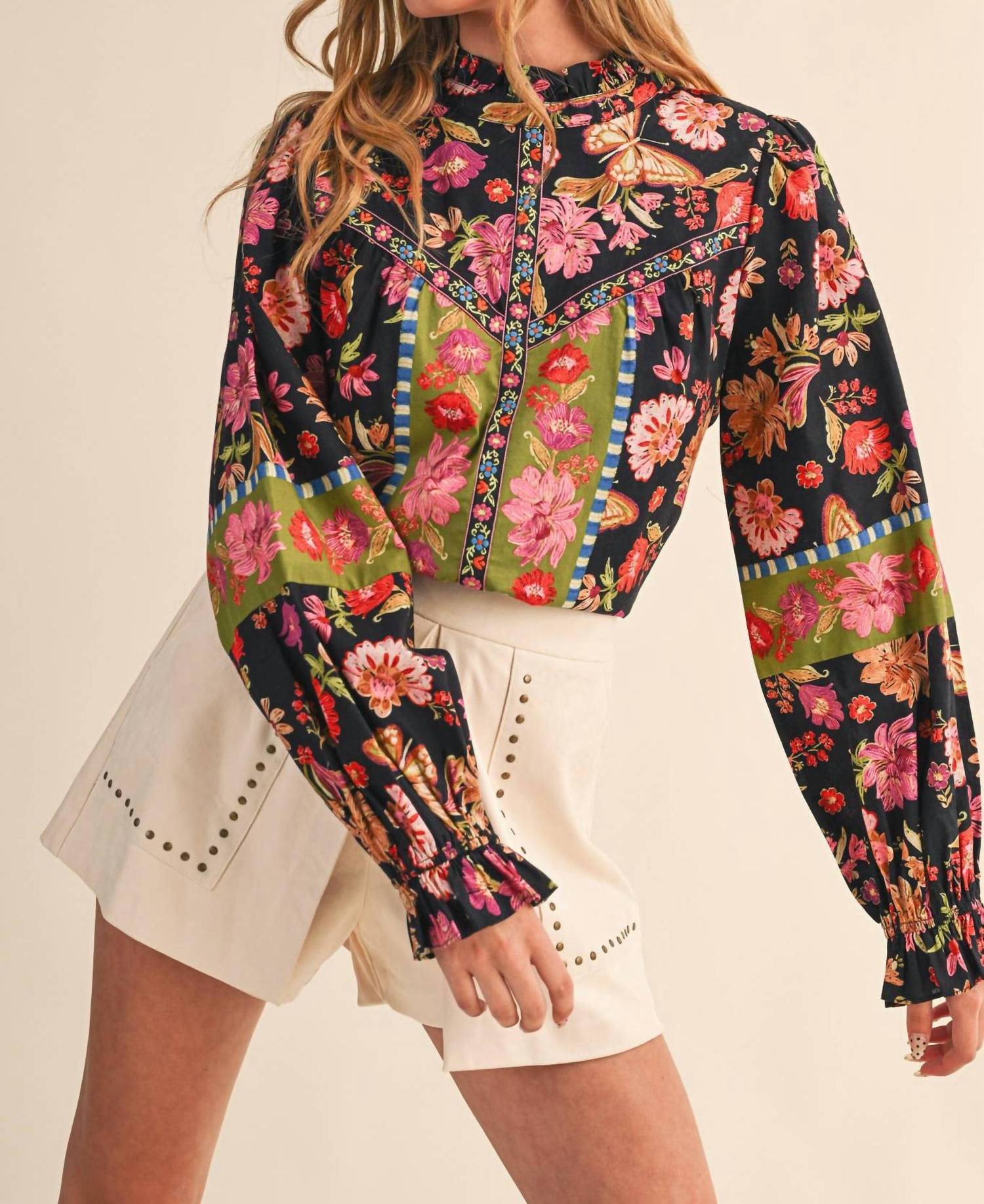 &Merci - Floral Border Print Top