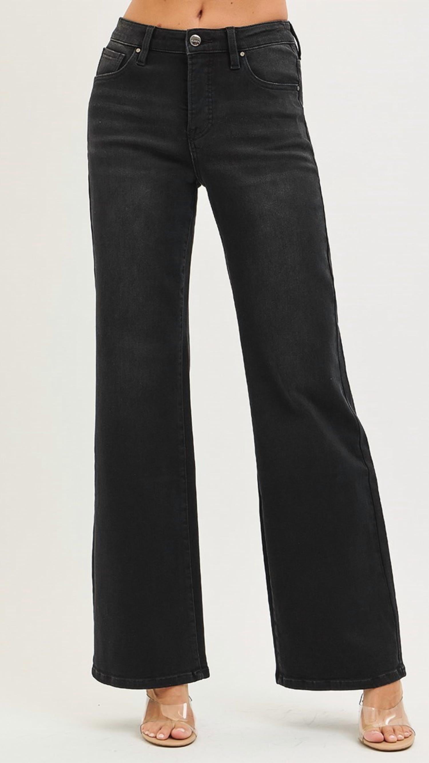 Risen - High Rise Tummy Control Wide Leg Jeans