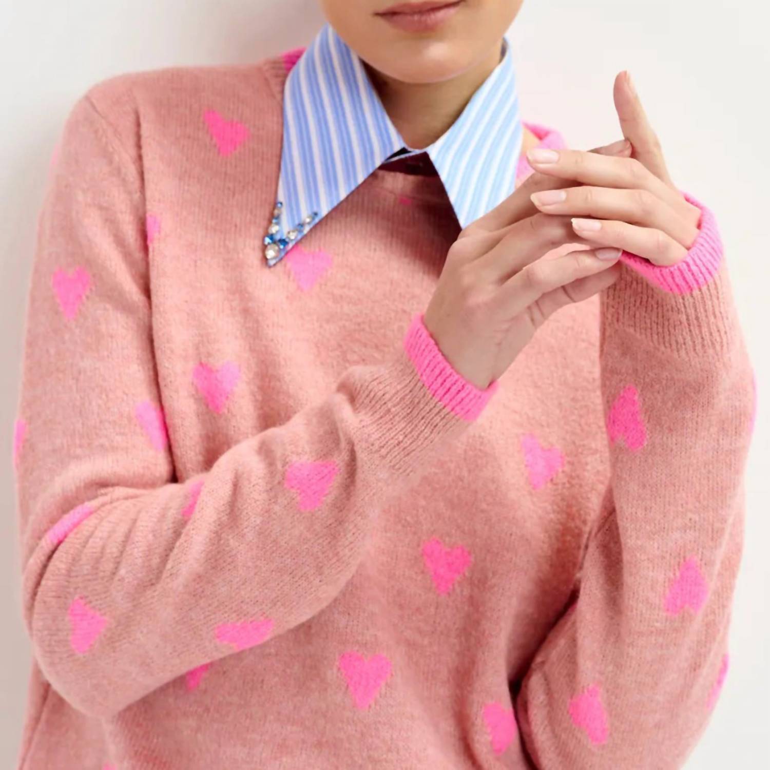 Essentiel Antwerp - Heart Intarsia Wool Blend Sweater
