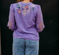 Johnny Was - 3/4 Sleeve Mixed Media Tee