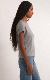 Z Supply Modern Tri Blend Crew Neck Tee in classic heather grey - women's t-shirt - alternate view