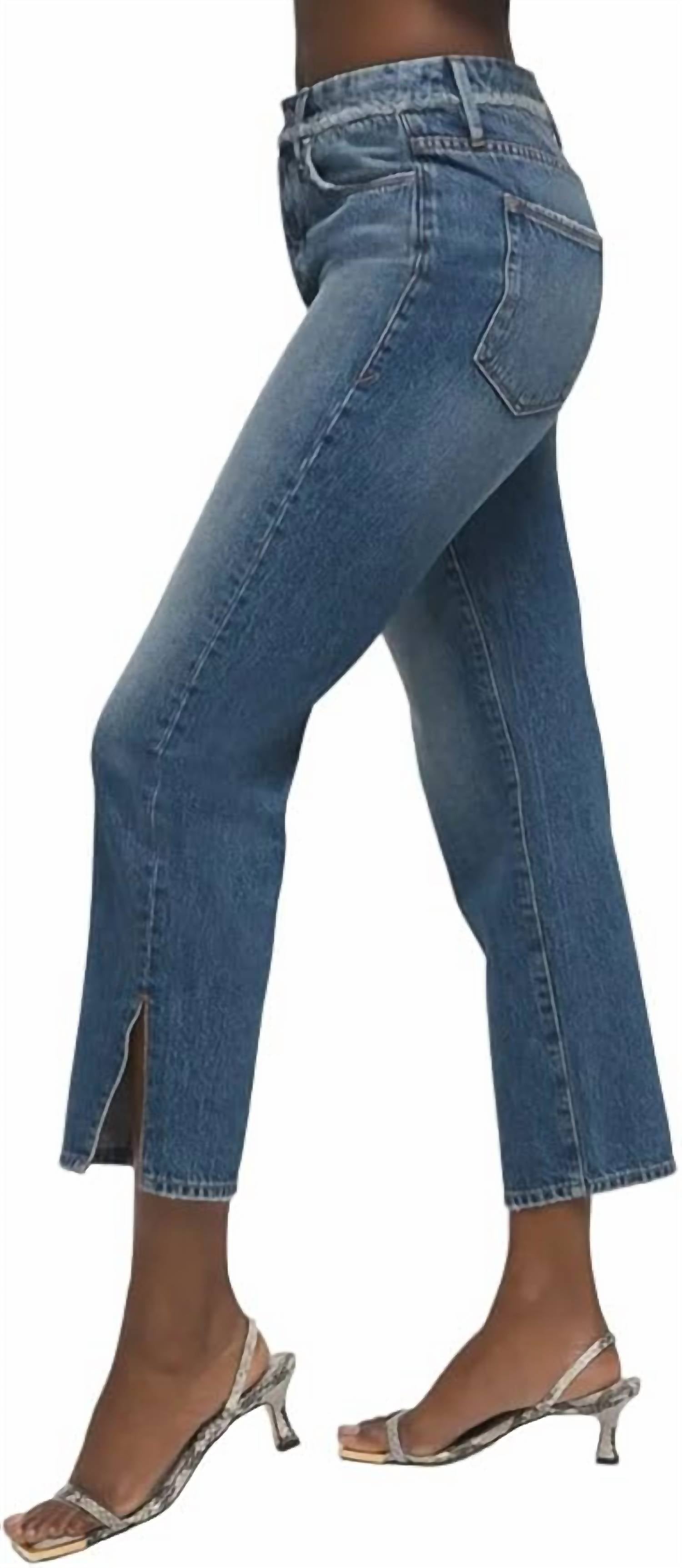 GOOD AMERICAN Good Boy Jean in blue - women's jeans - detail view