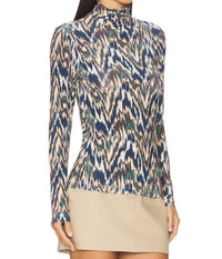 Ulla Johnson Aurelia Long Sleeve Turtleneck Top in riverslate - women's blouse - detail view