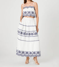 French Connection - Alissa Embroidered Midi Skirt