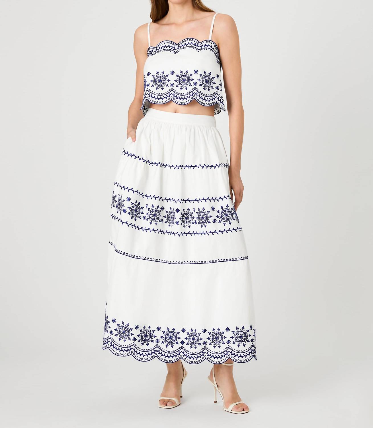 French Connection - Alissa Embroidered Midi Skirt