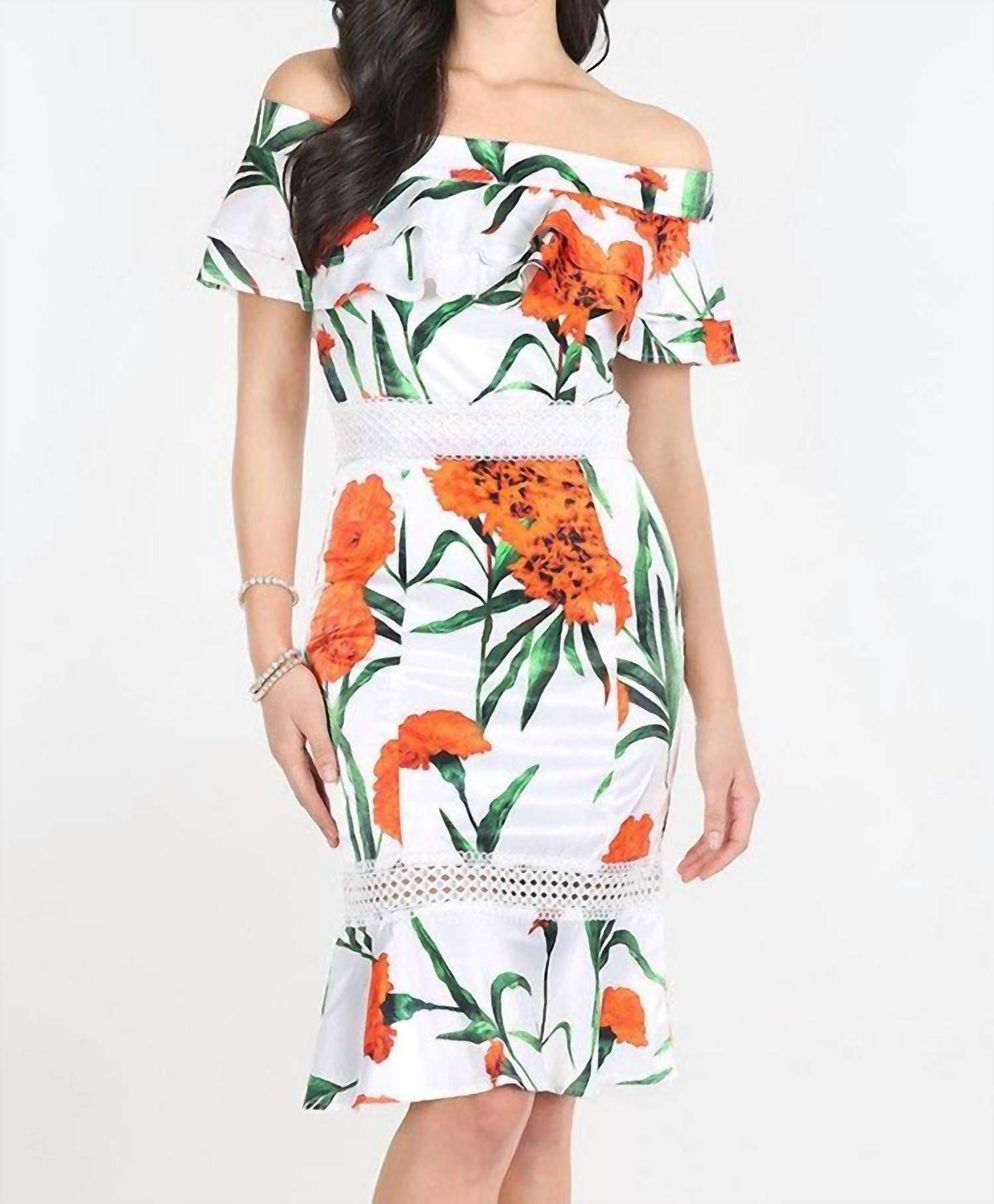 Nikibiki - Blossoms Off Shoulder Ruffle Dress