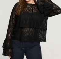 Mat Fashion - Lacey Tiered Long Sleeve Blouse