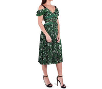 Self-Portrait - Pre-loved Cold Shoulder Lace Trimmed Plisse Crepe Midi Dress