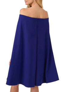 Adrianna Papell - Off Shoulder Cape Sheath Crepe Dress - Plus
