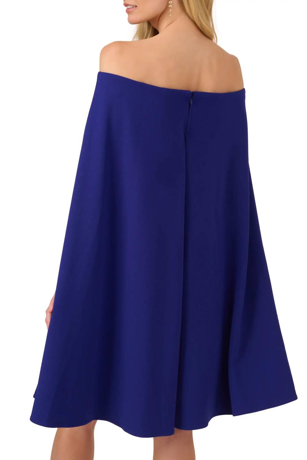 Adrianna Papell - Off Shoulder Cape Sheath Crepe Dress - Plus
