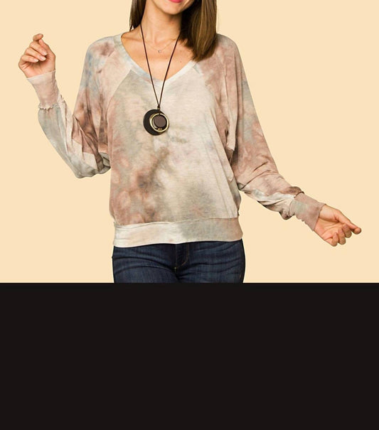 Fawn Tie Dye V Neck Sweater