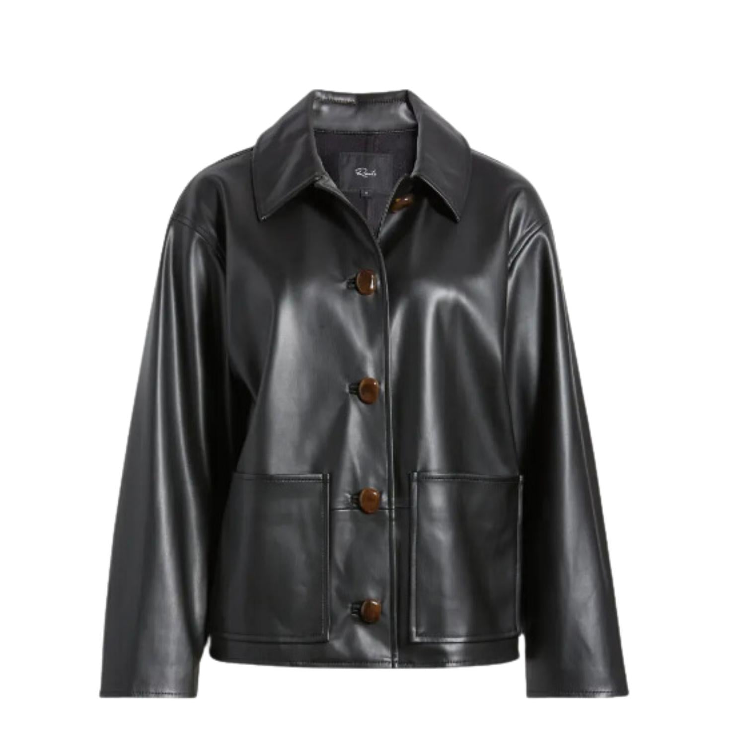 Rails - Haisley Faux Leather Button-down Shirt Jacket