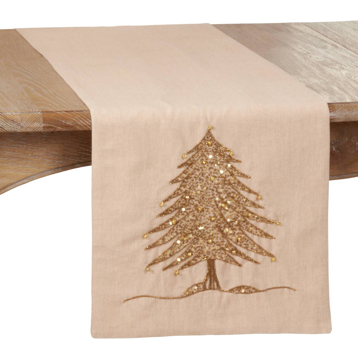 Saro Lifestyle - Beaded Christmas Tree Design Runner