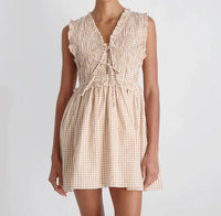 French Connection - Rhodes Poplin Gingham Smocked Dress