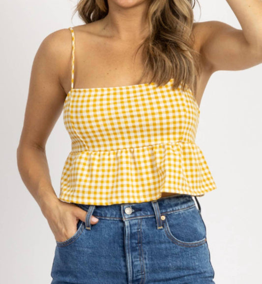 CHECKED TIE BACK CROP TOP