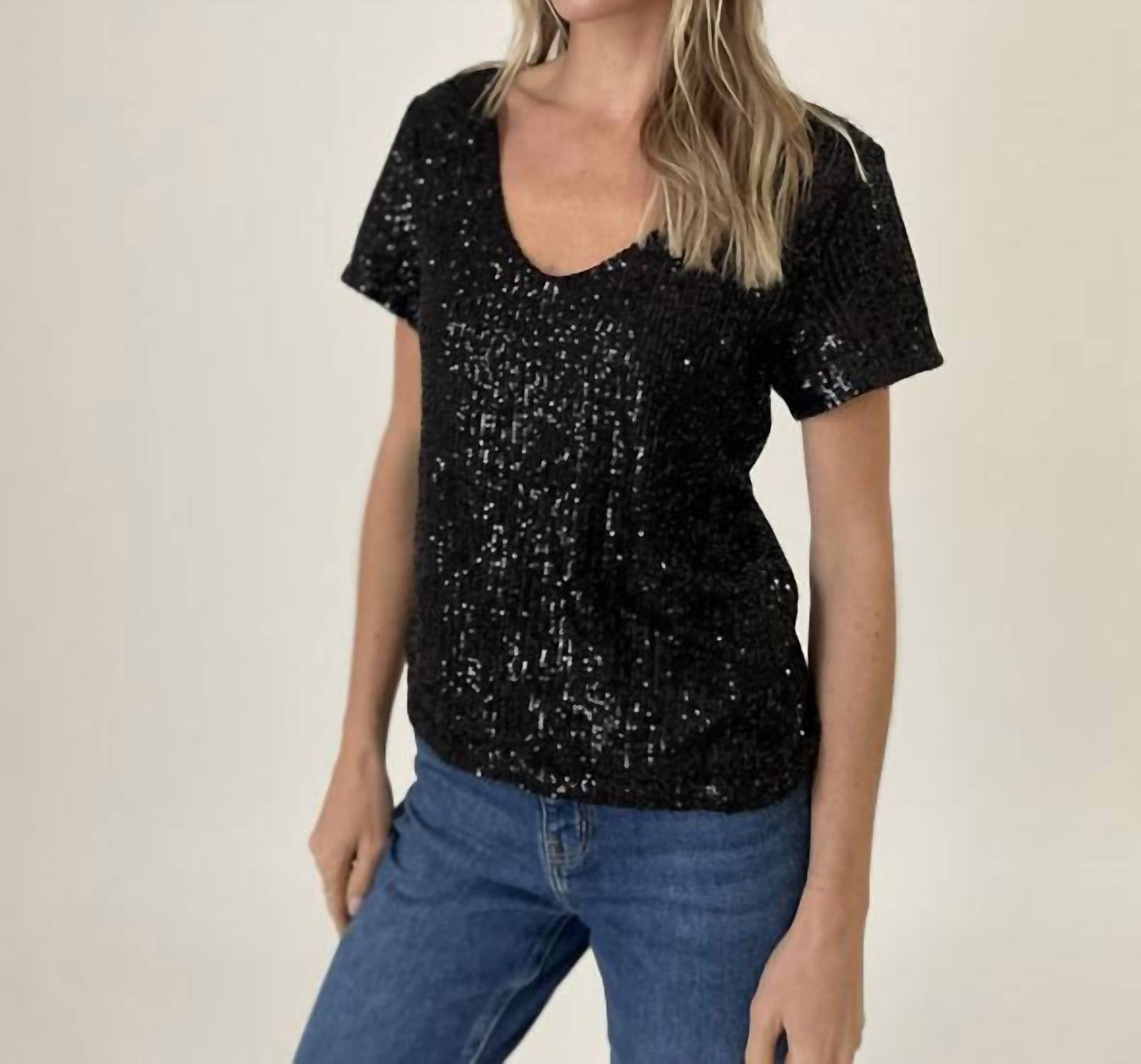 Six/Fifty - Anna Sequin Scoop Neck Top