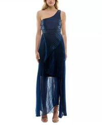 Taylor - Asymmetric One Shoulder Pleated Organza Gown