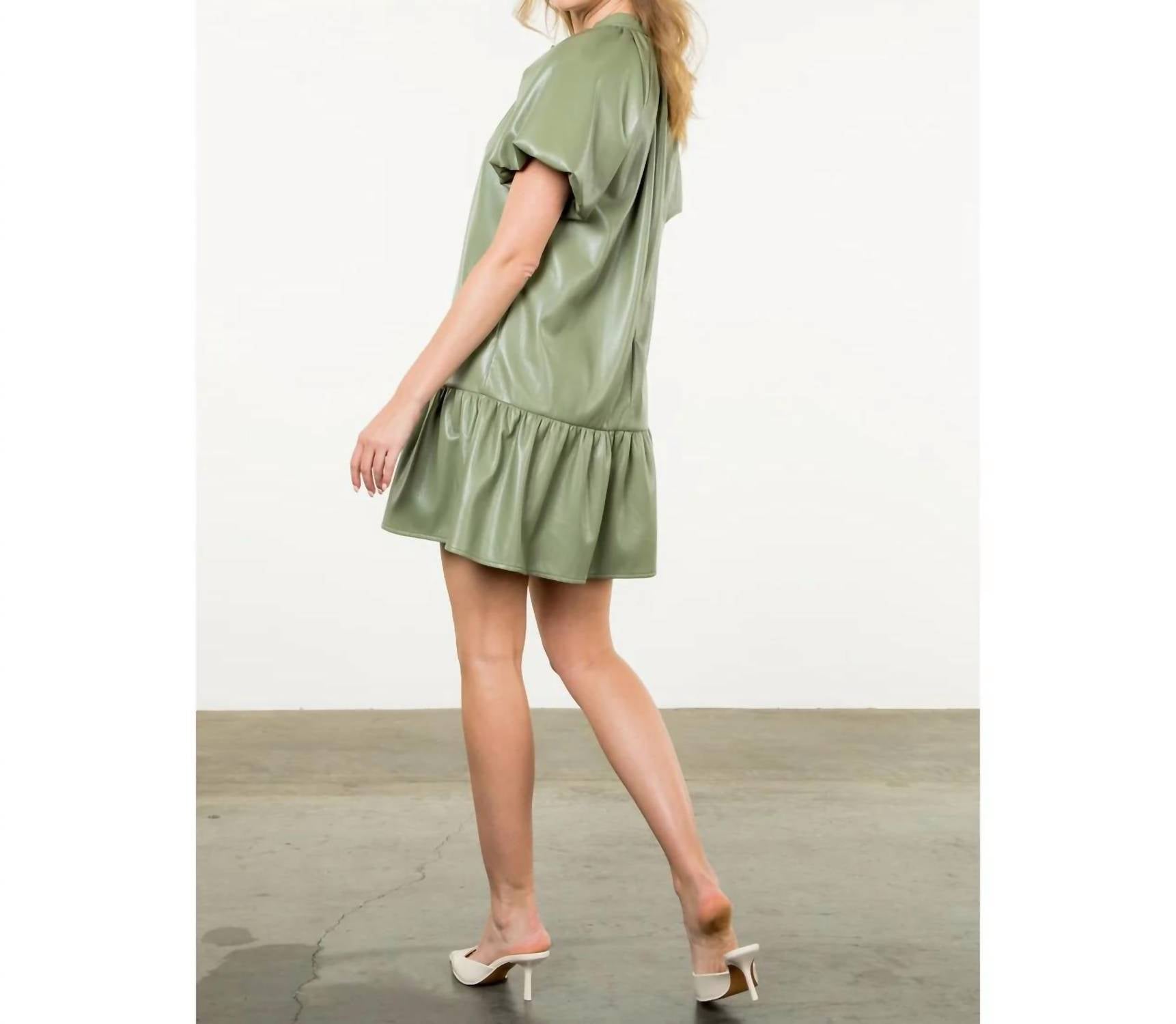 Thml - Puff Sleeve Leather Midi Dress