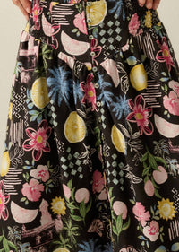 PROMESA Fruit And Floral-print Button-front Maxi Skirt in black - women's skirt - alternate view
