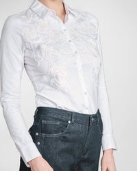 Anne Fontaine - Vianey Pima Jersey Floral Applique Shirt