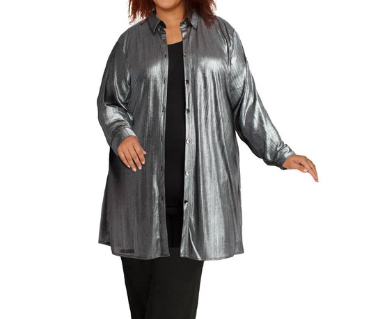 On The Plus Side - Long Sleeve Button Up Rodie Oversize Tunic - Plus Size