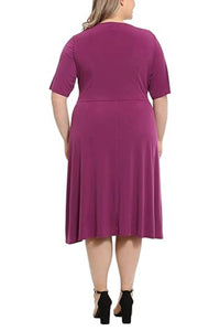 London Times - Keyhole Detail A-line Midi Dress