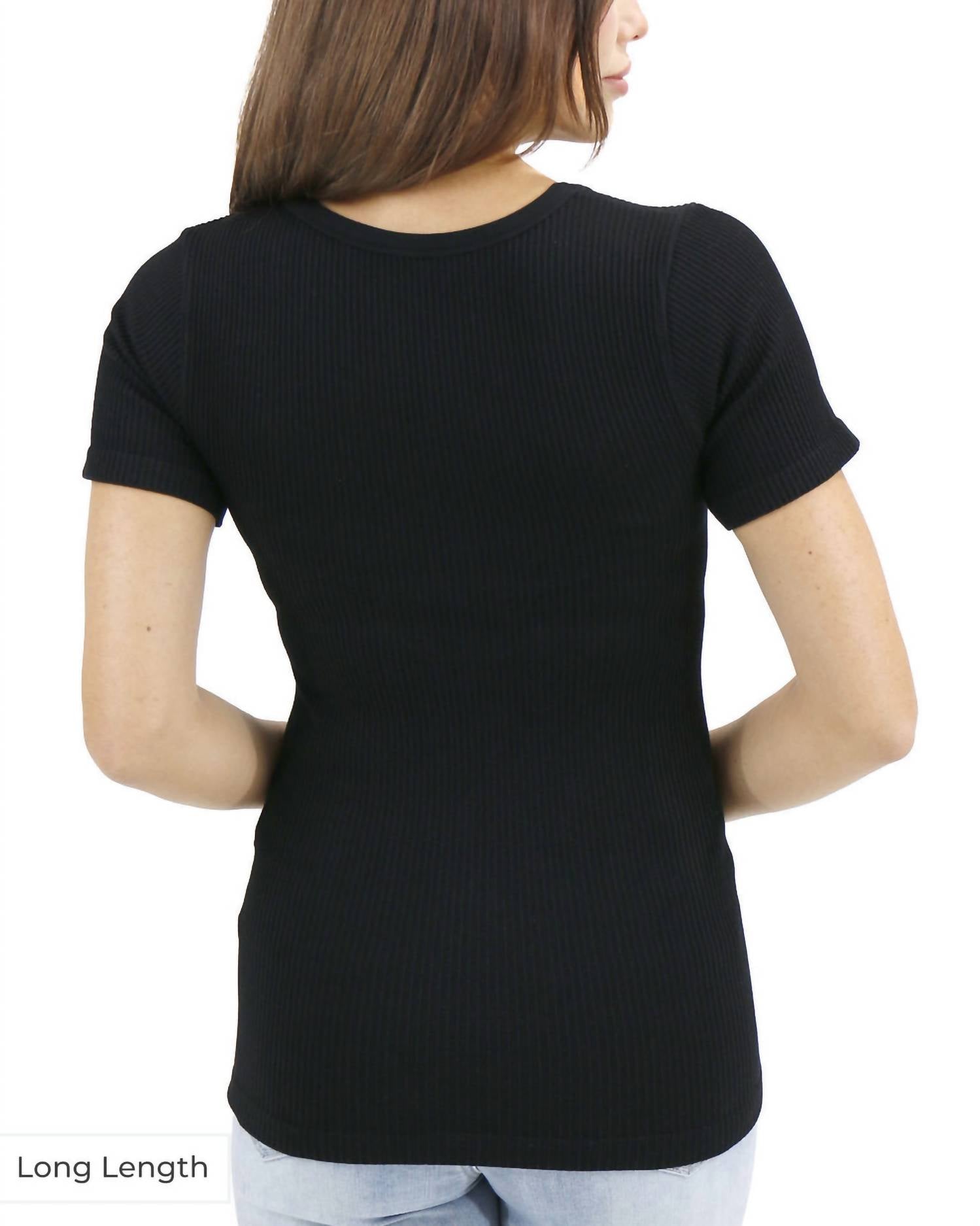 Grace and Lace Short Sleeve Knit Top in black - women's t-shirt - detail view