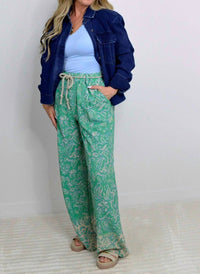 Democracy - Rope Belt Wide Leg Abstract Pants