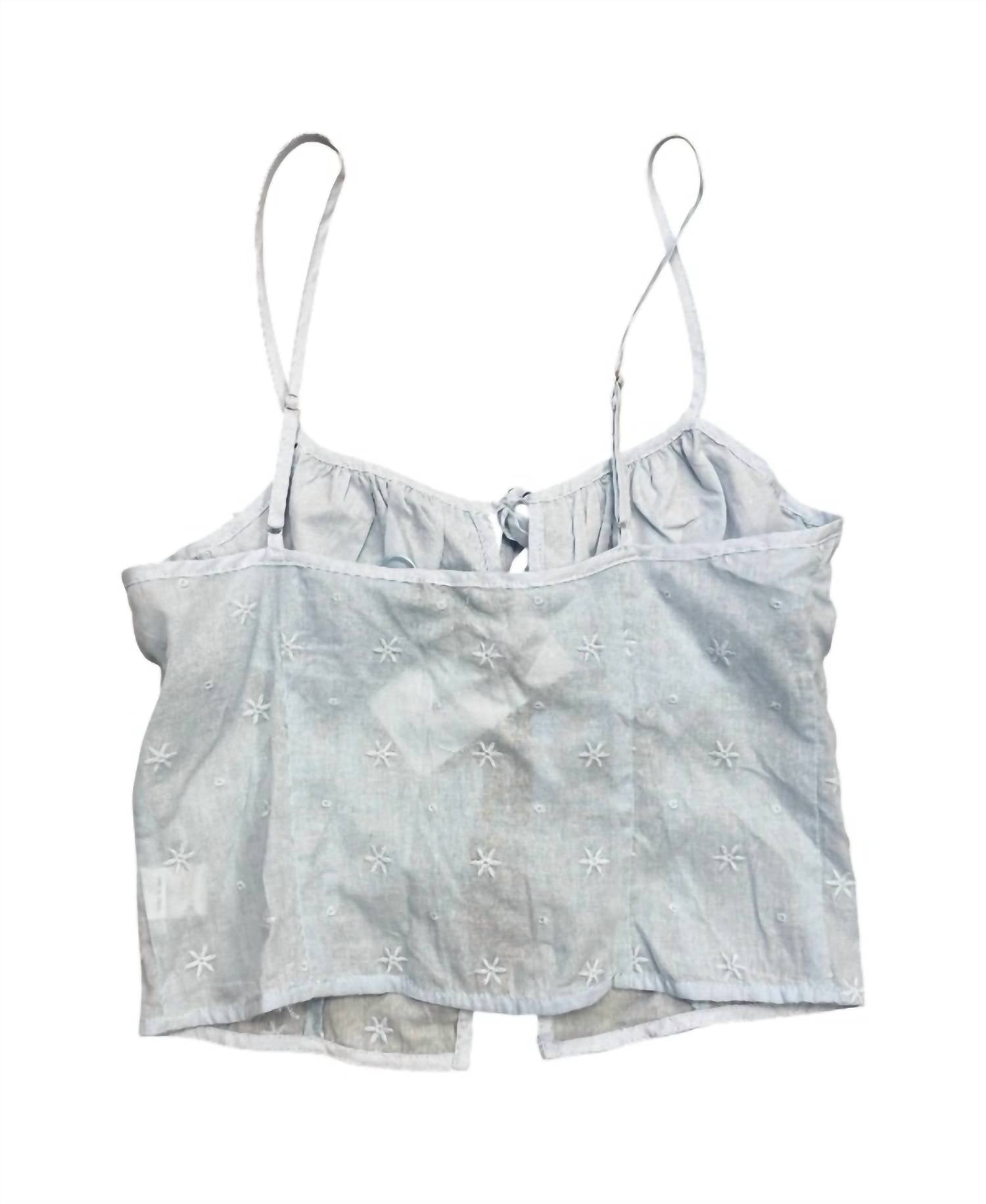 Cotton Candy La - Women's Embroidered Tie Front Tank