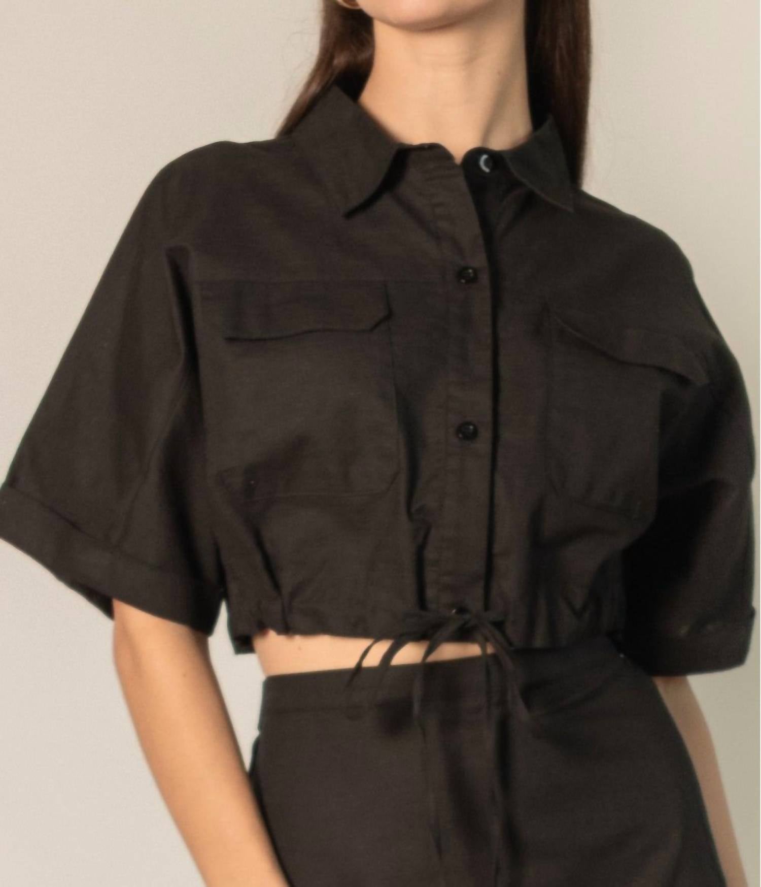 P.Cill - Linen Blend Utility Pocket Top