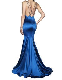 Blush Prom - Satin Jersey Strappy Mermaid Evening Gown