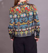 Alden Adair Scarlett Puff Sleeves Top in davinci - women's blouse - detail view