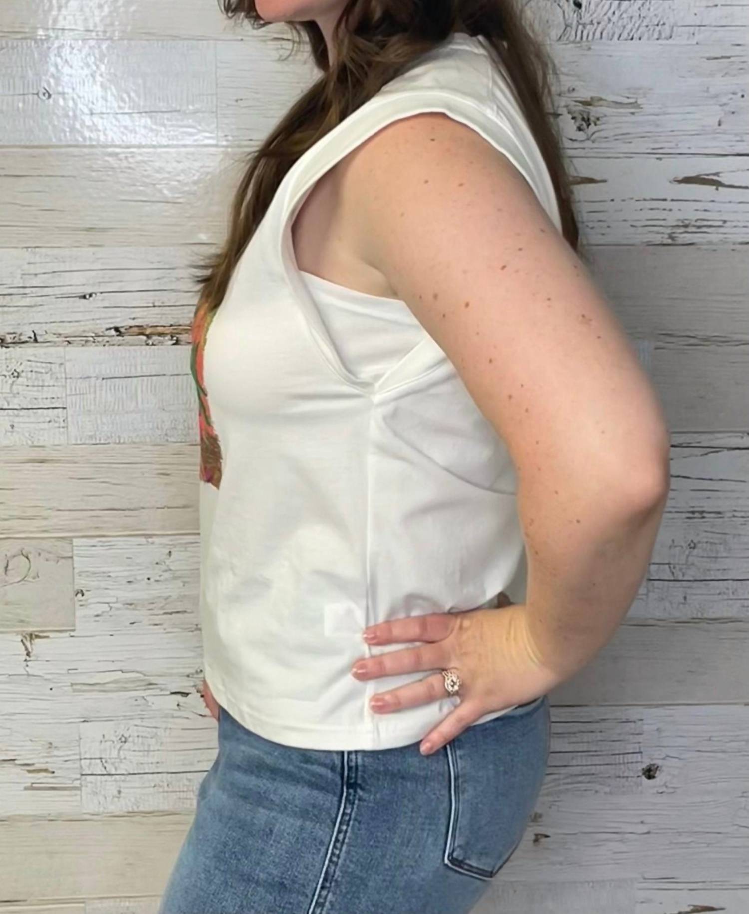 Skies Are Blue - Palm Graphic Sleeveless Tee Top