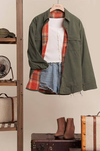 Mello - Women's Reversible Corduroy And Plaid Button Down Shirt