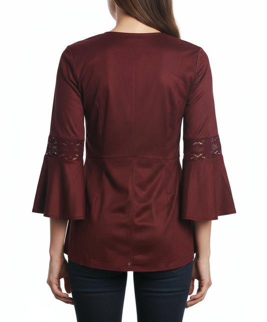 Ryu - Lace Detail Faux Suede Top