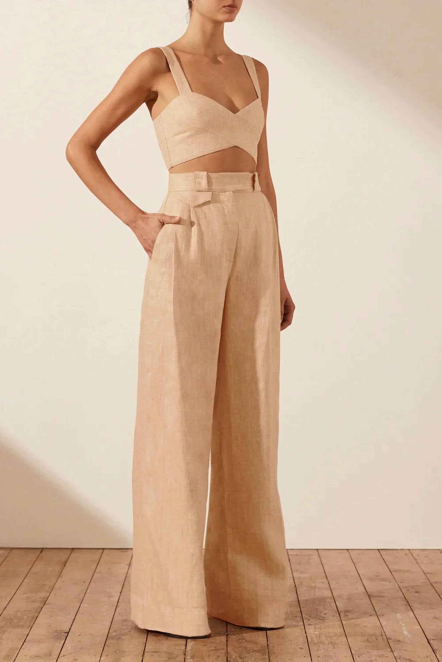 Shona Joy - Amanda Linen Crossover Bralette Top