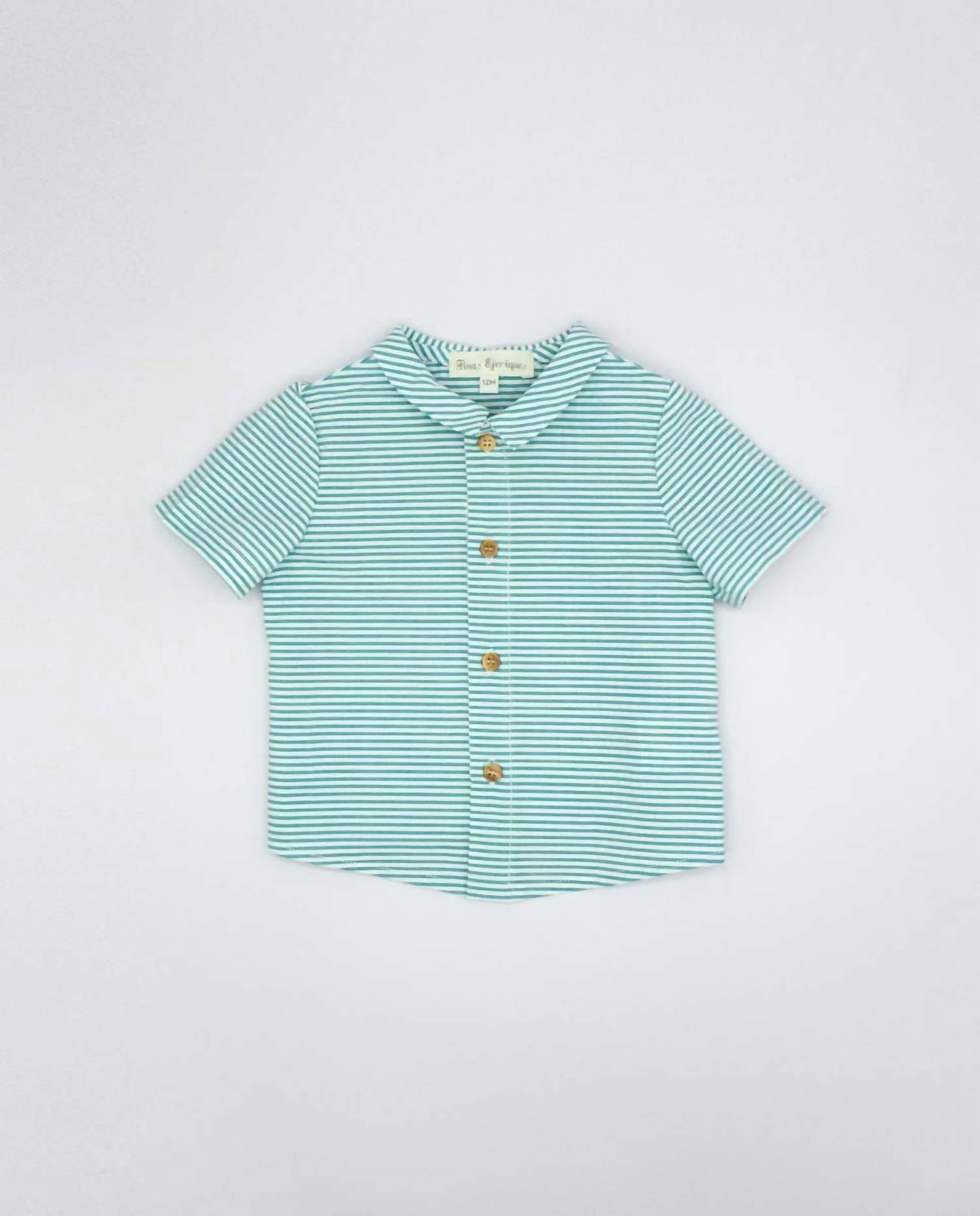 Fina Ejerique Boy's Striped Baby Shorts Set in green - item - detail view