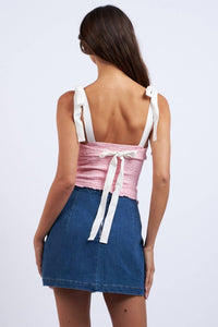 Sky To Moon - Women's Floral Smocked Tie Back Tank Top