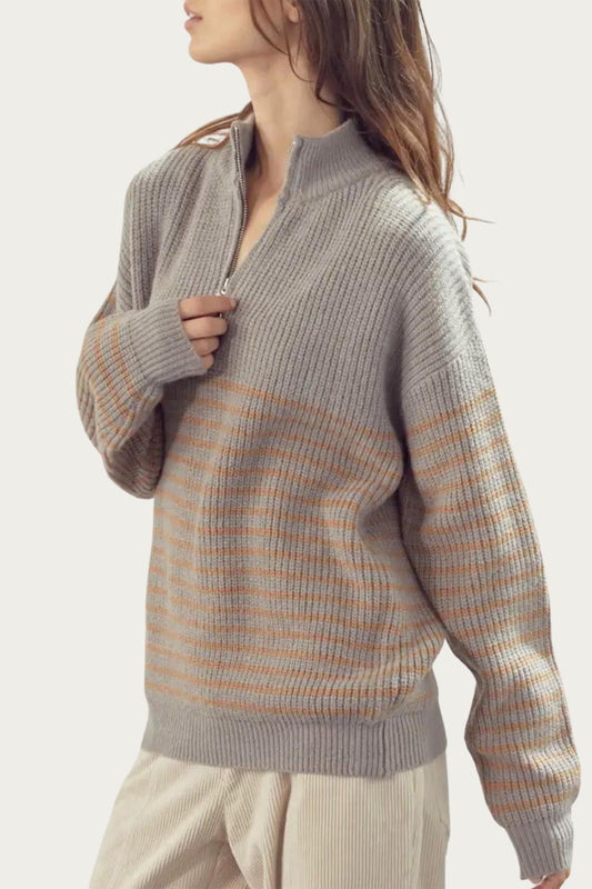 RIBBED HALF-ZIP SWEATER