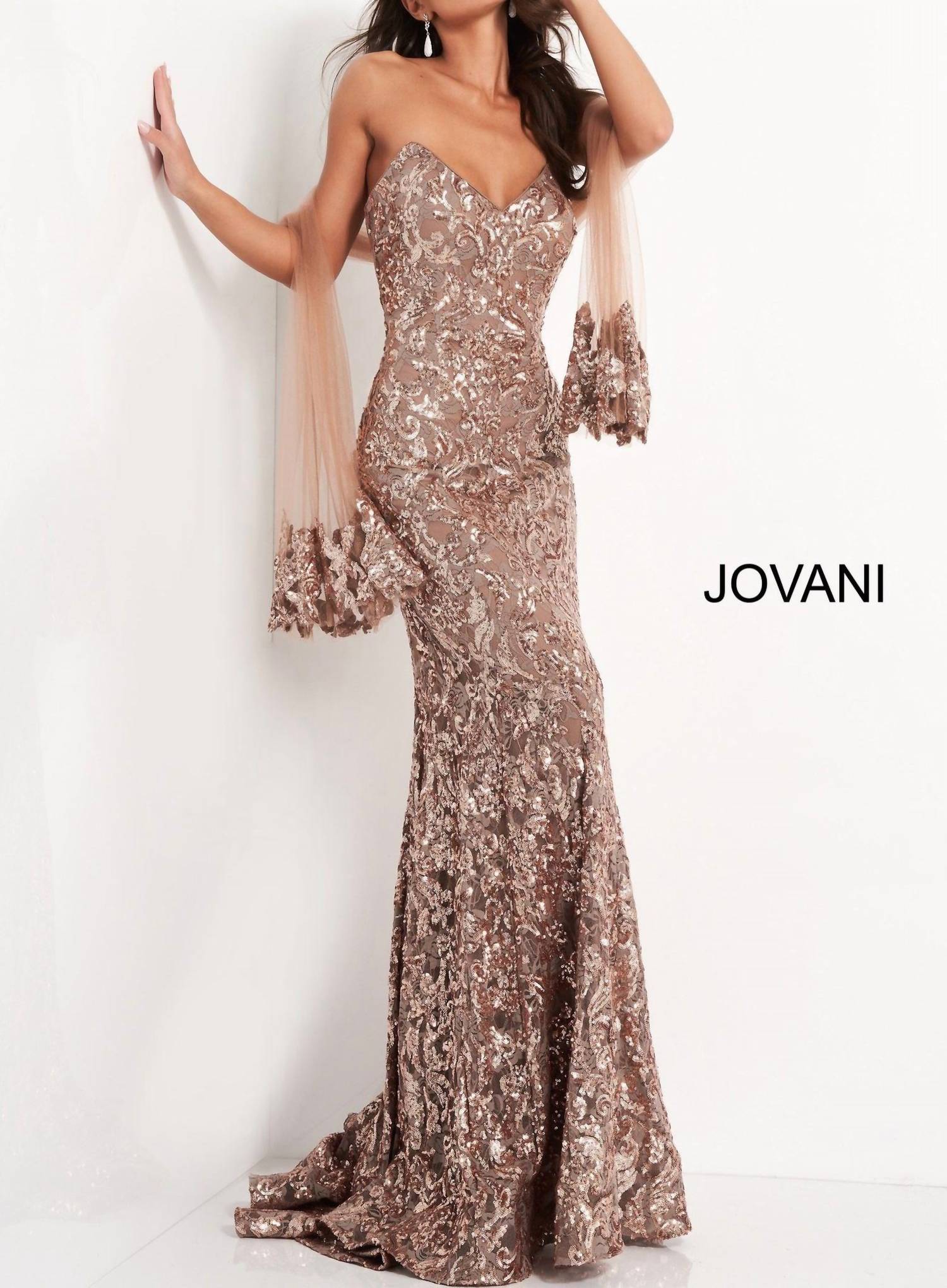 Jovani - Women's Sequin Embellished Evening Dress
