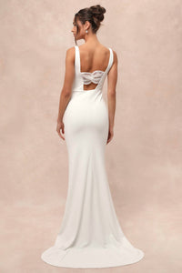 Lulus Women's Regal Classic Twist-back Maxi Dress in white - women's dress - detail view