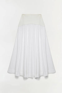 SIMKHAI Ovie Knit Cotton Midi Skirt in white - women's skirt - detail view