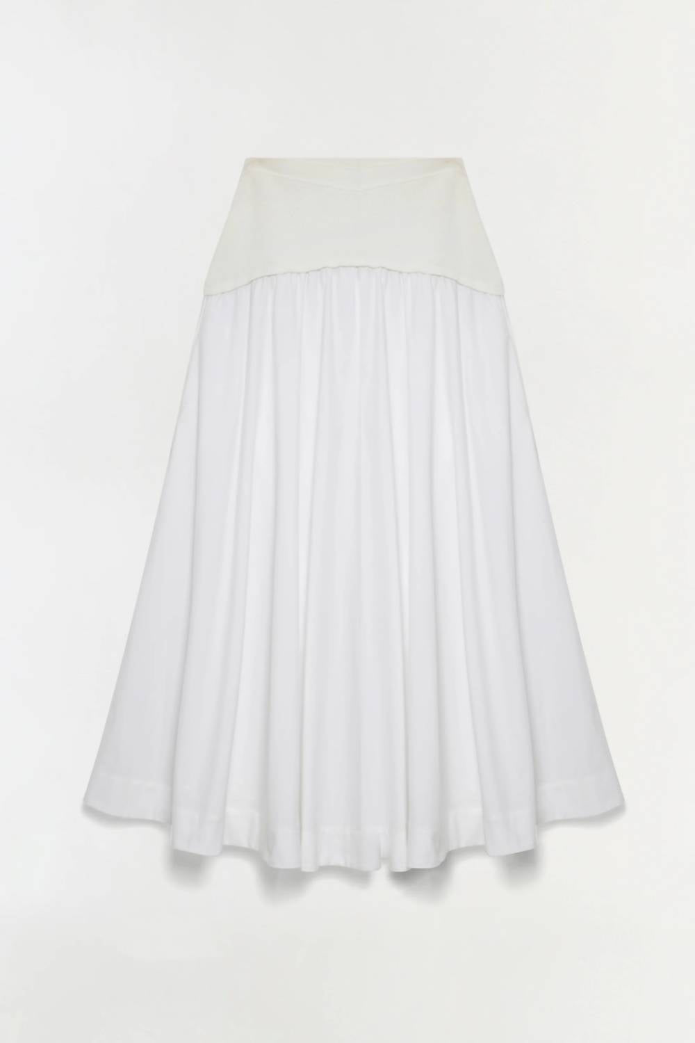 SIMKHAI Ovie Knit Cotton Midi Skirt in white - women's skirt - detail view
