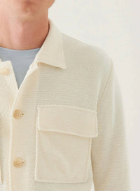 Patrick Assaraf Button Front Patch Pocket Knit Jacket in off white - men's jacket - alternate view