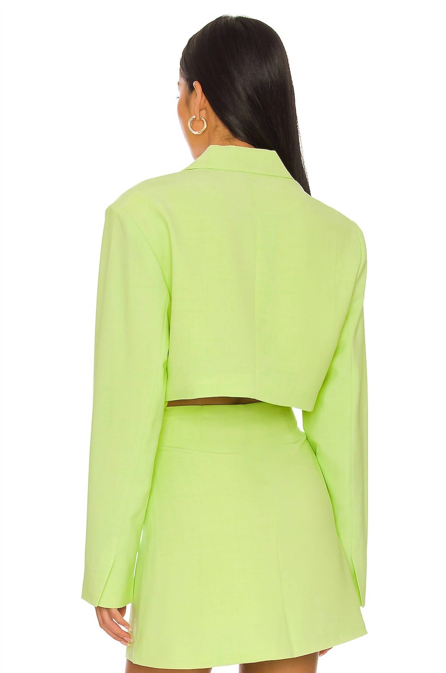 WE WORE WHAT Boxy Cropped Blazer in sharp green - women's jacket - detail view