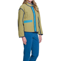 Multiples - Stand Collar Button Quilted Solid Cord Lined Jacket
