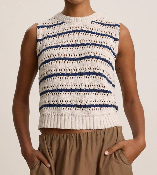 Velvet By Graham & Spencer - Calista Crochet Stitch Stripe Tank