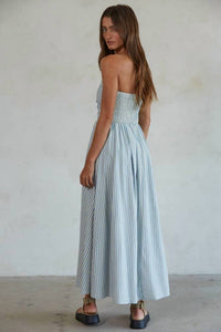 By Together - Striped Strapless Flare Maxi Dress